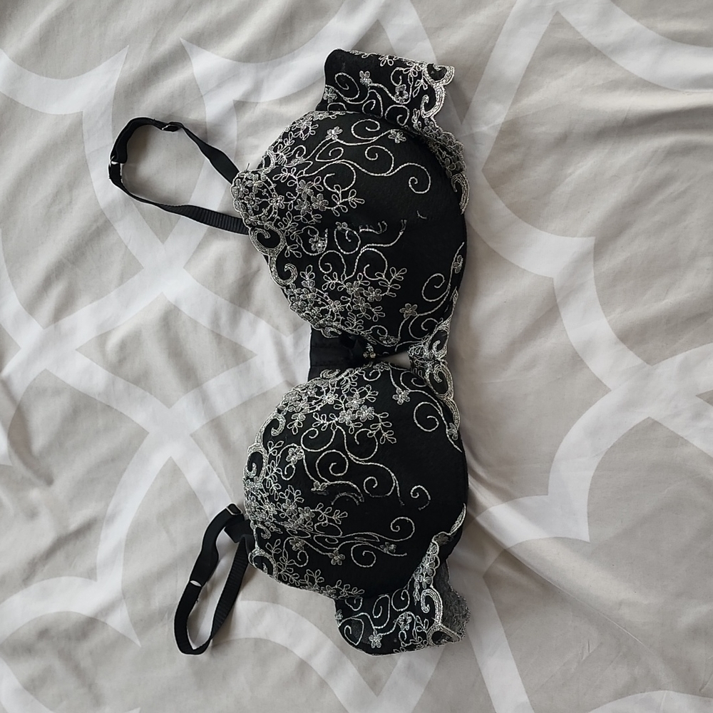 Cosabella 34d bra black/silver embroidery